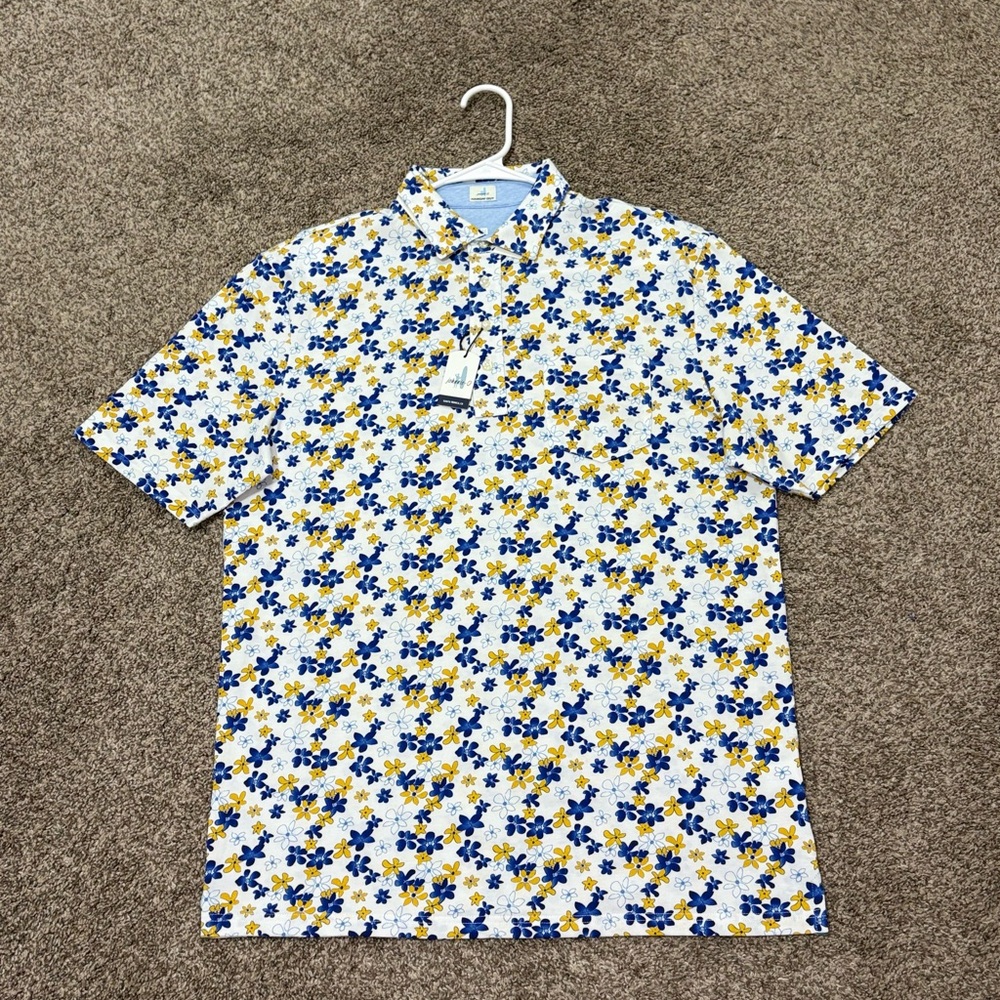 NWT Johnnie O Hangin Out Men’s Polo Shirt Print Cotton Short Sleeve Stretch Golf